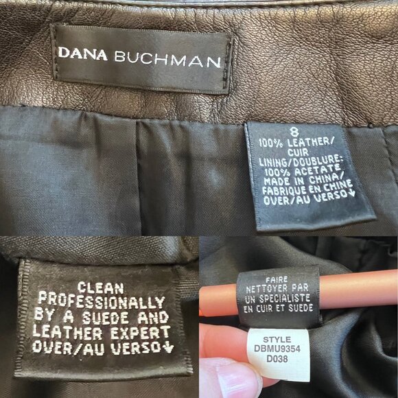 Dana Buchman For Neiman Marcus 100% Leather A-Line Skirt Black Womens Size 8 - Picture 6 of 6